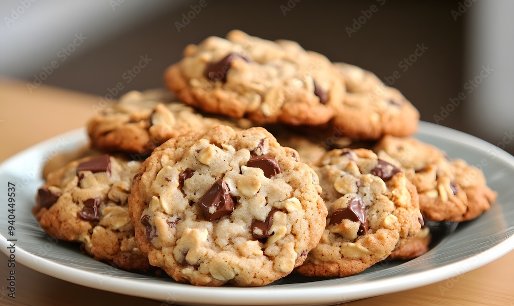 batch of homemade oatmeal cookies exudes warmth and comfort, Generative AI batch of homemade oatmeal cookies exudes warmth and comfort, Generative AI