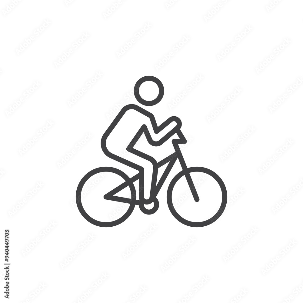 Person riding a bicycle line icon Person riding a bicycle line icon