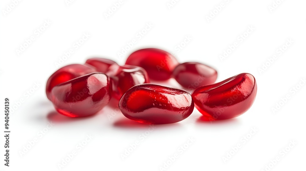 6. A few pomegranate seeds isolated on a white backdrop 6. A few pomegranate seeds isolated on a white backdrop