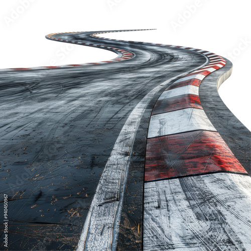 Race Track with Sharp Curve Isolated on Transparent or White Background, PNG