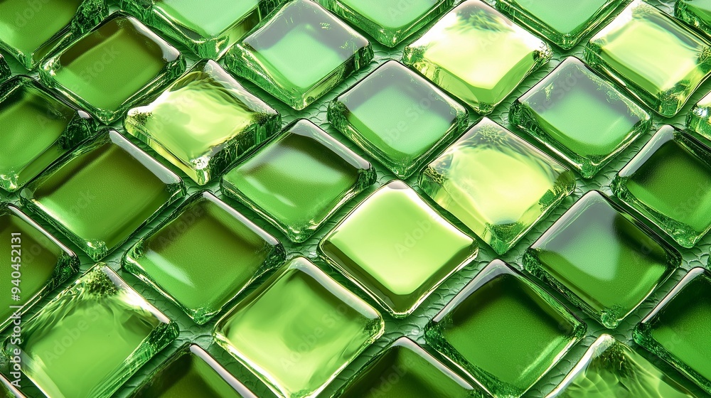 green tile texture, seamless pattern of green, glossy glass tiles with an exotic design
