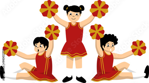Vector Illustration of Children Cheerleading's Team