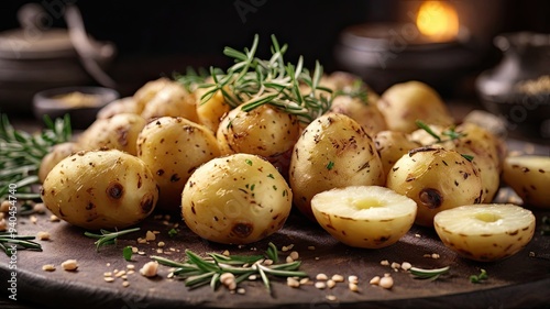 Golden brown roasted potatoes crispy