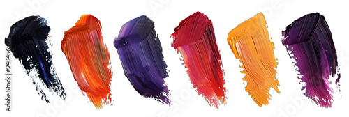 Oil paint brush stroke set of isolate on Transparency Background photo