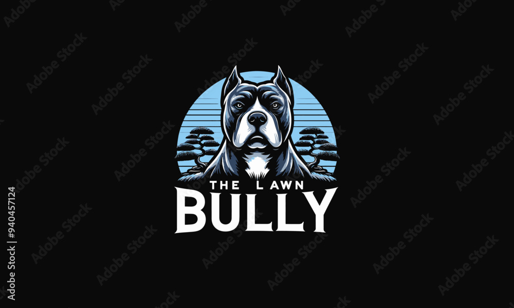 head pitbull with tree vector illustration logo design head pitbull with tree vector illustration logo design