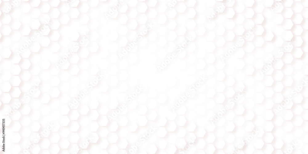 Design with light and shadow, white paper patterns geometric background. Grid seamless pattern. Hexagonal graphic design.