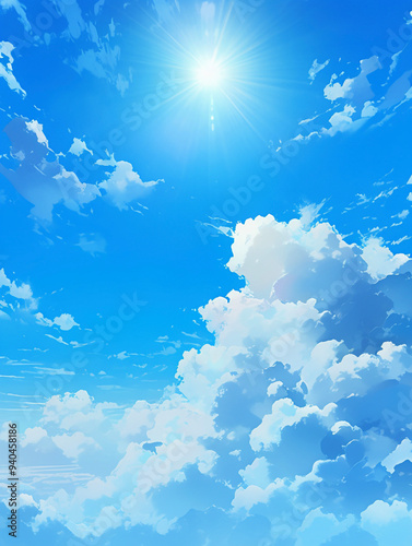 青空に輝く太陽　Generative AI