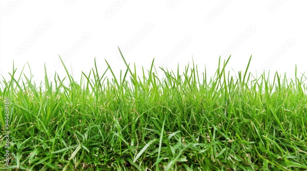 Fototapeta premium Lush Green Grass Blades Against a White Background