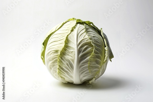 A crisp, high-resolution image of a perfectly ripe, honest white cabbage