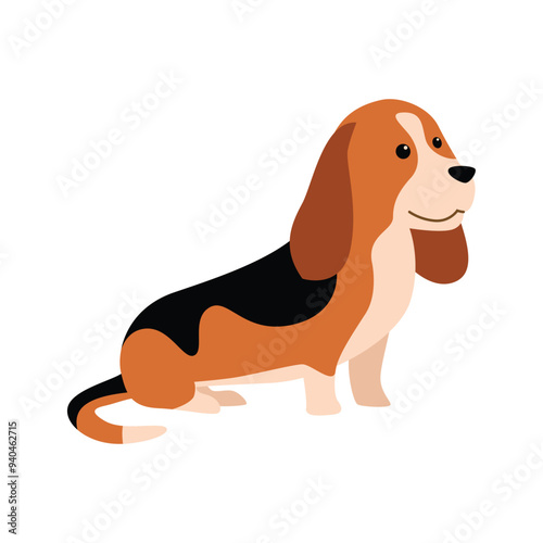 Charming Basset Hound Dog Vector Illustration