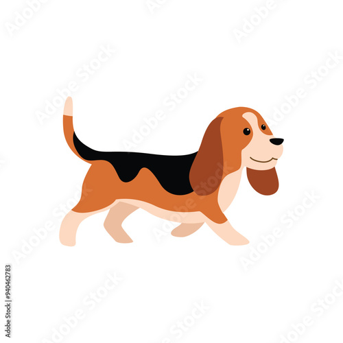 Charming Basset Hound Dog Vector Illustration