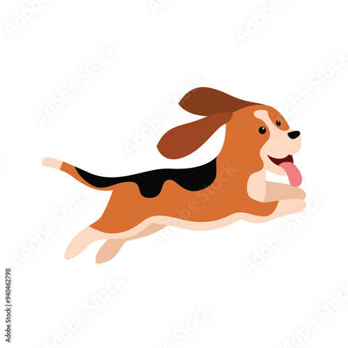 Charming Basset Hound Dog Vector Illustration