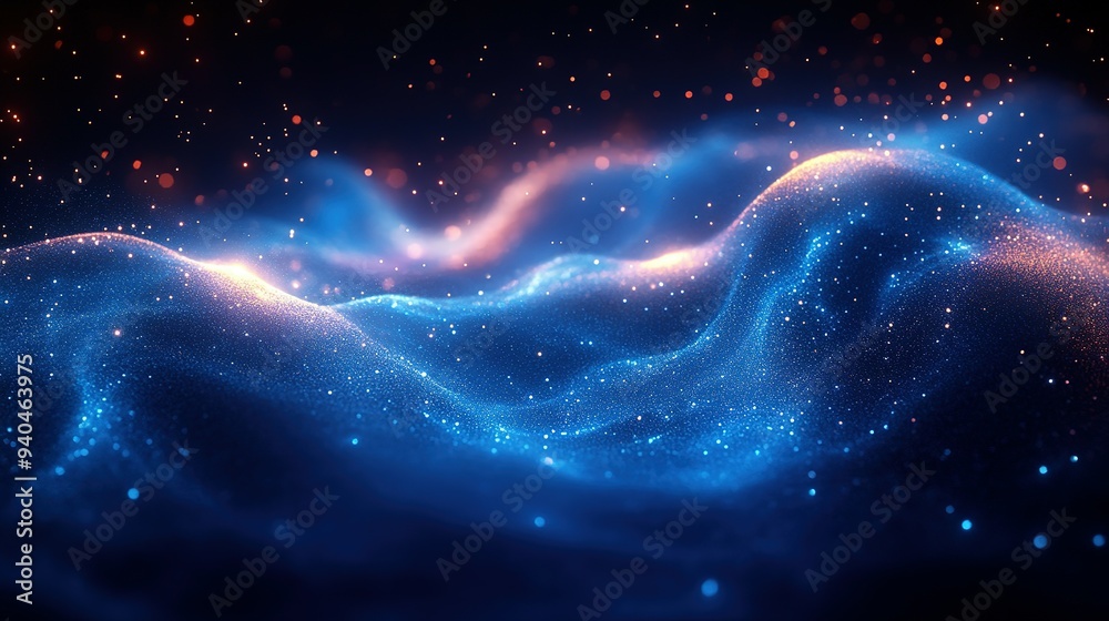 Fototapeta premium Abstract Blue and Orange Glowing Particles
