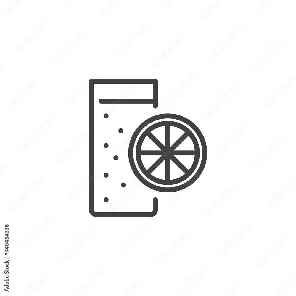 Glass of water with lemon slice line icon Glass of water with lemon slice line icon