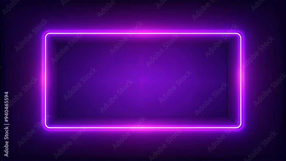 Realistic purple neon rectangle frame with glow effect isolated on dark background, neon, rectangle, frame, glow, effect Realistic purple neon rectangle frame with glow effect isolated on dark background, neon, rectangle, frame, glow, effect
