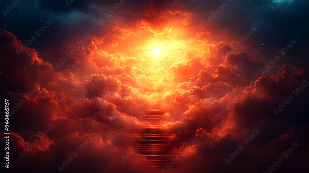 ascending a sunlit staircase, symbolizing spiritual growth and divine guidance, with rays of light representing enlightenment and hope ascending a sunlit staircase, symbolizing spiritual growth and divine guidance, with rays of light representing enlightenment and hope