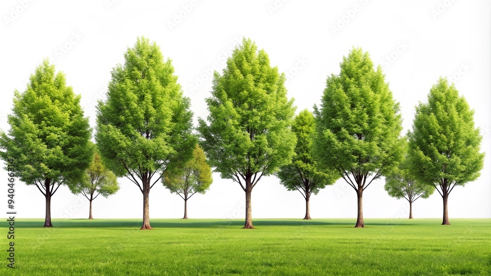 Row of trees isolated on background. rendering , trees, forest, nature, green, environment, foliage, outdoors Row of trees isolated on background. rendering , trees, forest, nature, green, environment, foliage, outdoors