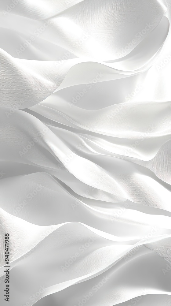 Abstract White Fabric Draped in Soft Waves Abstract White Fabric Draped in Soft Waves