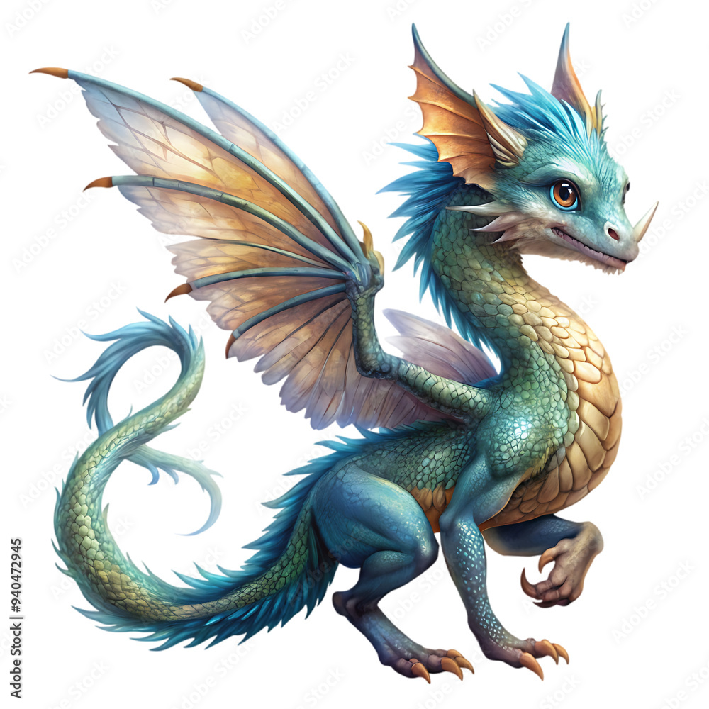 Fototapeta premium Fairytale dragon isolated on transparent background