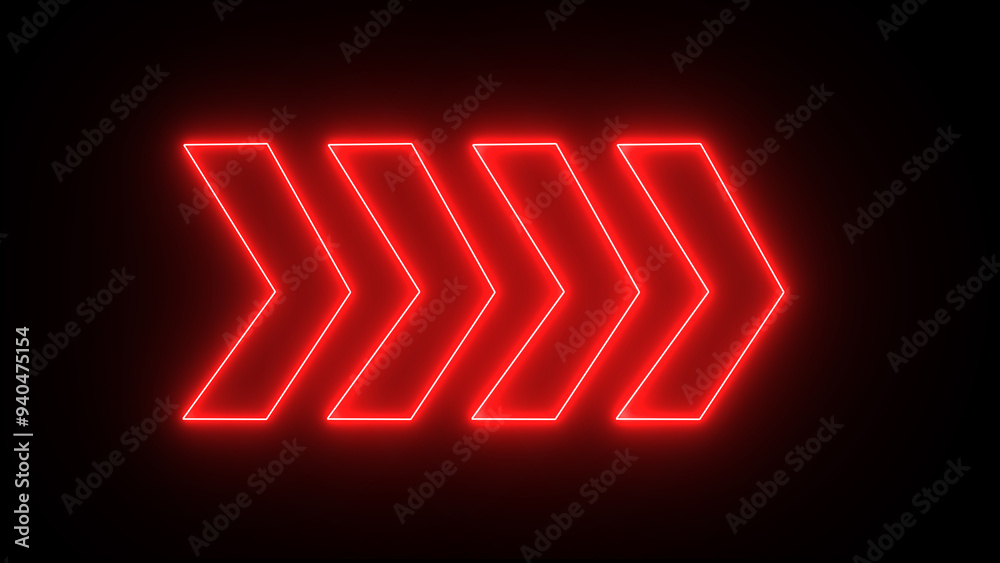 Right arrow for road direction. Glowing red neon light traffic directional arrows sign. Flashing direction indicators Right arrow for road direction. Glowing red neon light traffic directional arrows sign. Flashing direction indicators