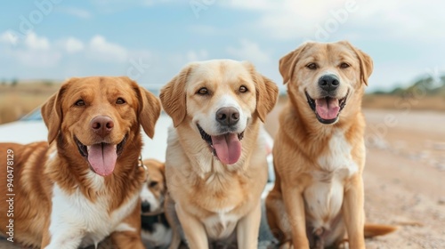 Family s Joyful Road Trip with Beloved Pets Exploring the Open Road on a Scenic Adventure Through the Countryside