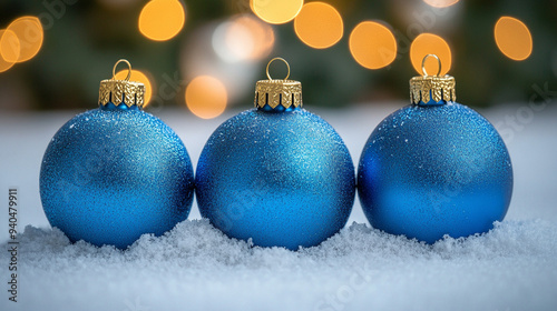 Christmas scene with a blue background, snowflakes gently falling, and an abstract depiction of chaos, symbolizing both calm and disarray in the festive season