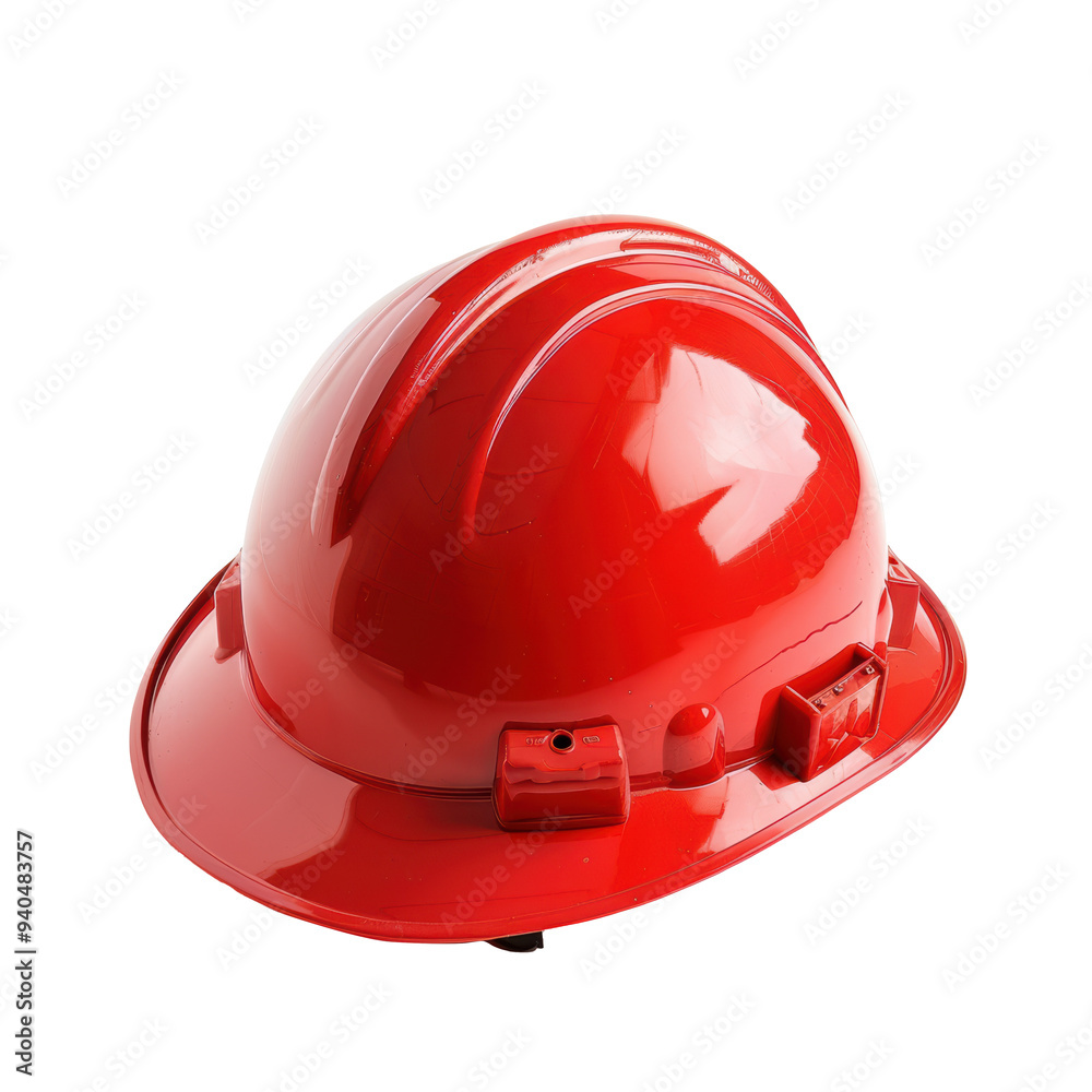 Fototapeta premium Red safety helmet isolated on transparent background. 