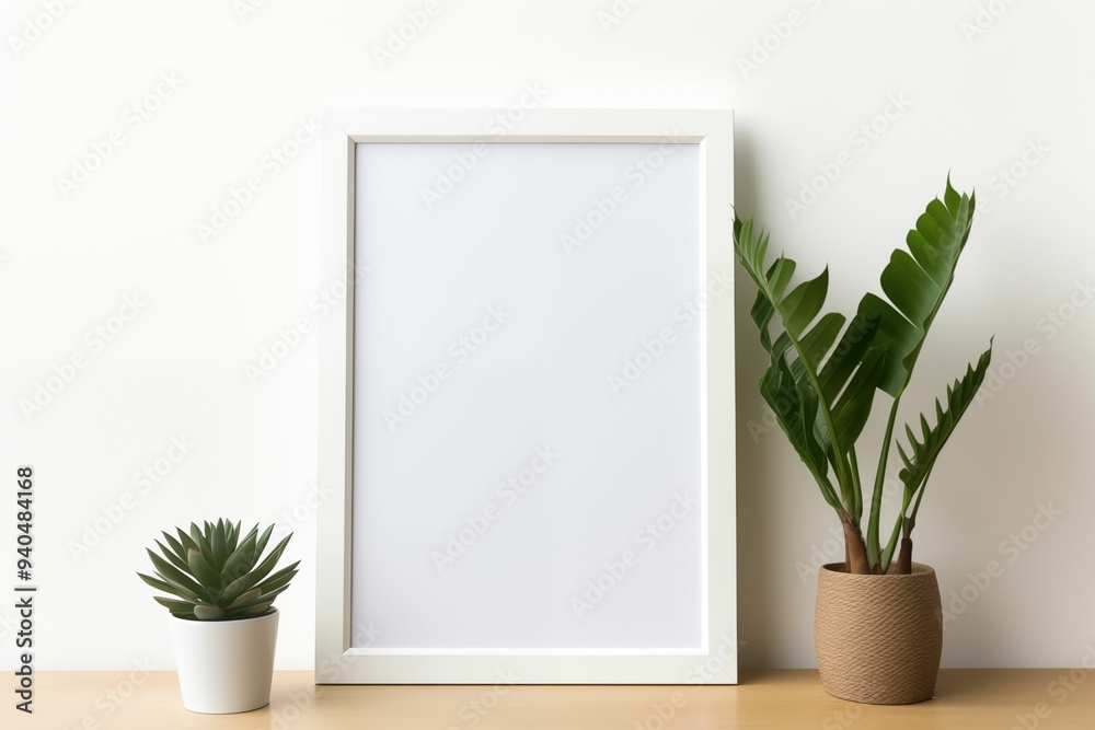 empty 2x3 frame mockup isolated on white wall. Generative ai empty 2x3 frame mockup isolated on white wall. Generative ai