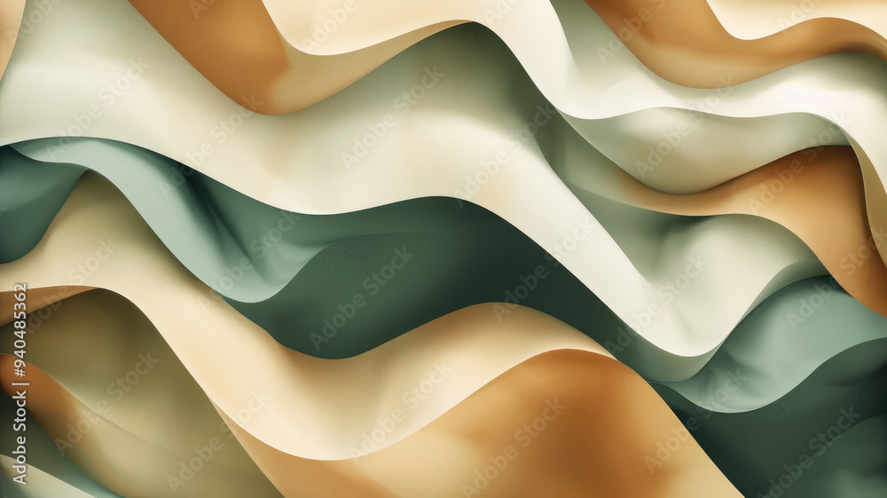 Abstract organic waves in earthy tones of ochre rust and forest green Abstract organic waves in earthy tones of ochre rust and forest green