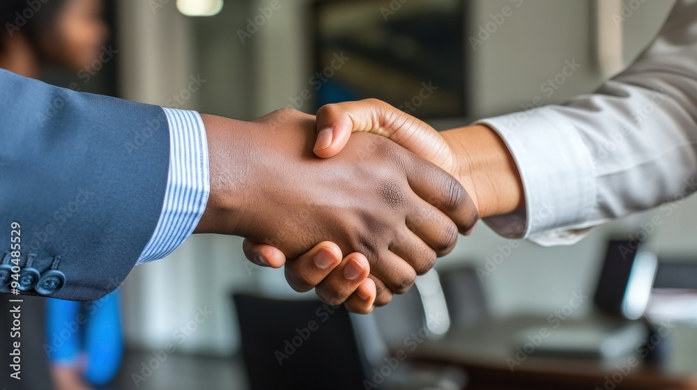 Close-up of a Handshake Between Two People in a Professional Setting Close-up of a Handshake Between Two People in a Professional Setting