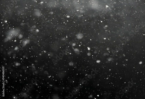 Detailed Snowfall Overlay Image Isolated on Black Background Perfect for Dynamic Visual Effects