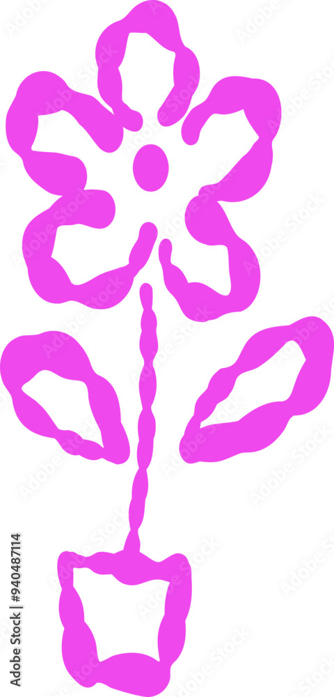 Doodle Potted Flower Illustration Doodle Potted Flower Illustration