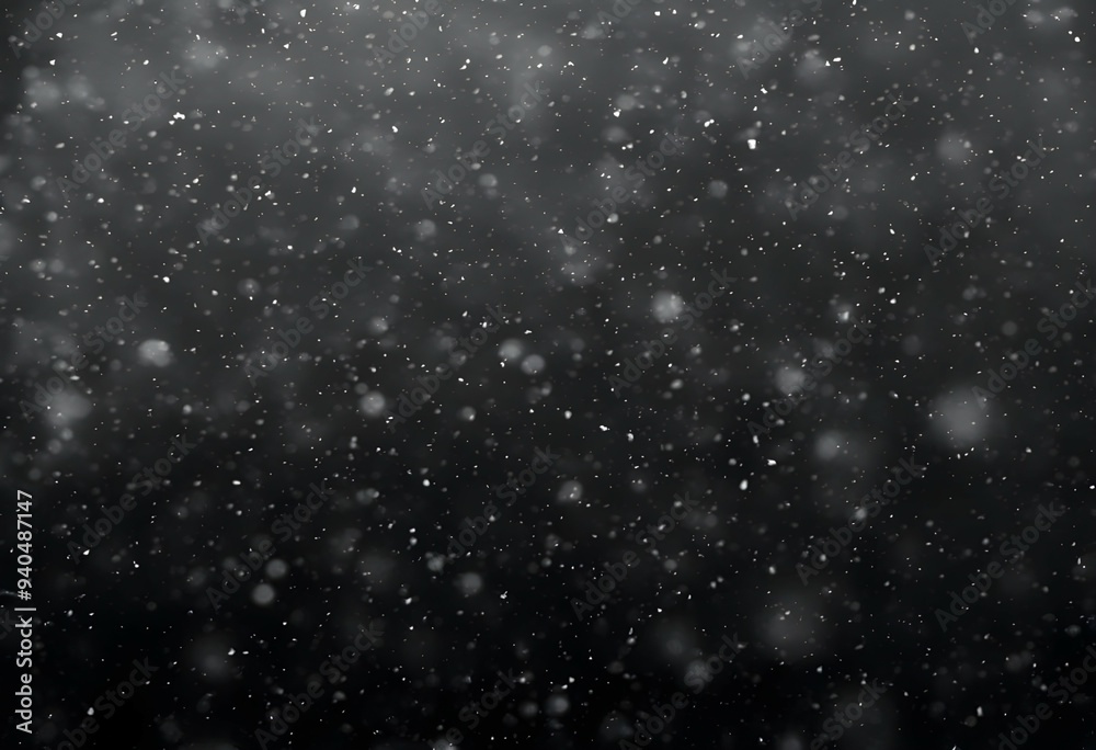Fototapeta premium Detailed Snowfall Overlay Image Isolated on Black Background Perfect for Dynamic Visual Effects