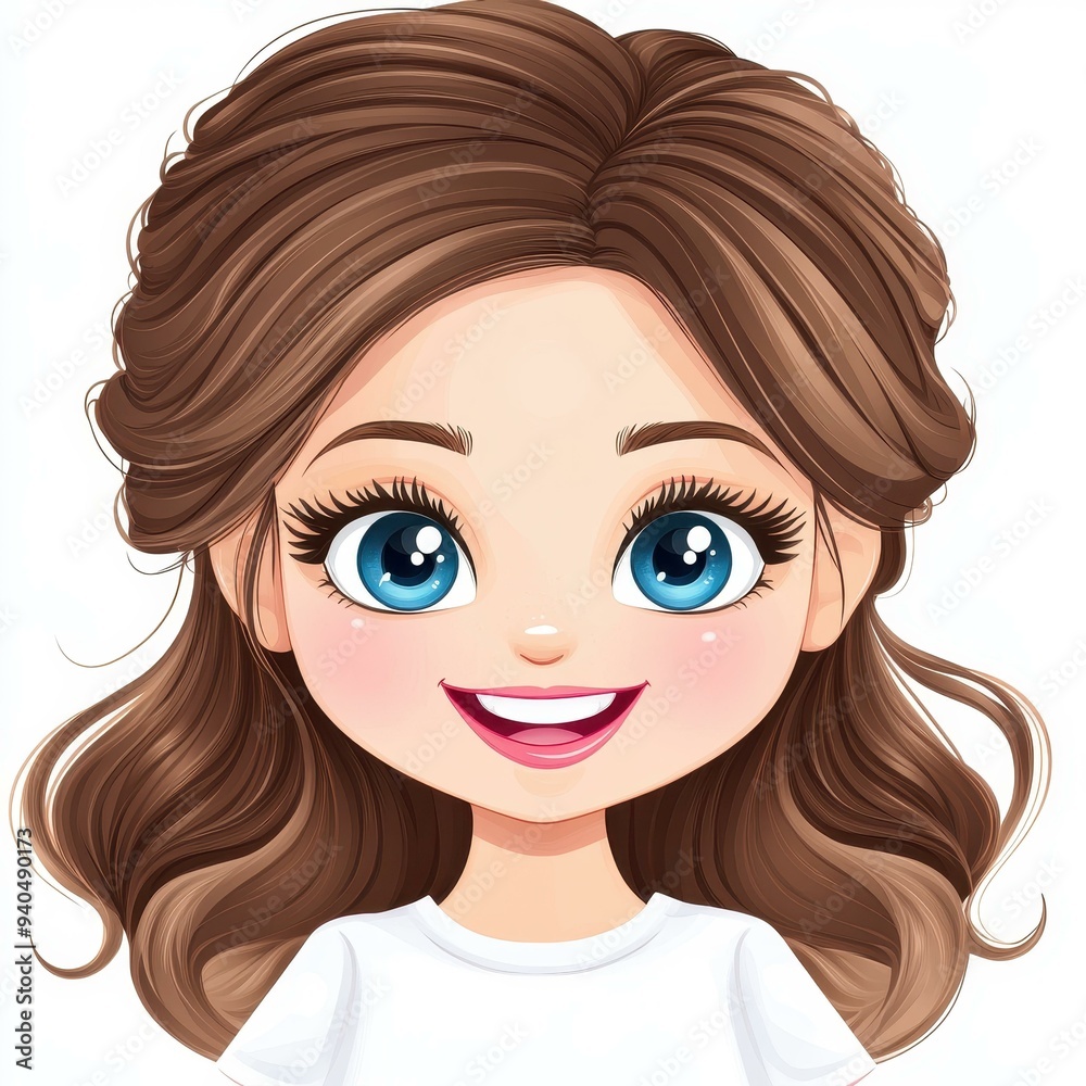 A vibrant animated image of a joyful teen girl with rich brown hair and bright blue eyes, radiating pure happiness. A vibrant animated image of a joyful teen girl with rich brown hair and bright blue eyes, radiating pure happiness.