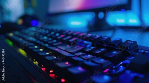 RGB Illuminated Keyboard in a Gaming Setup