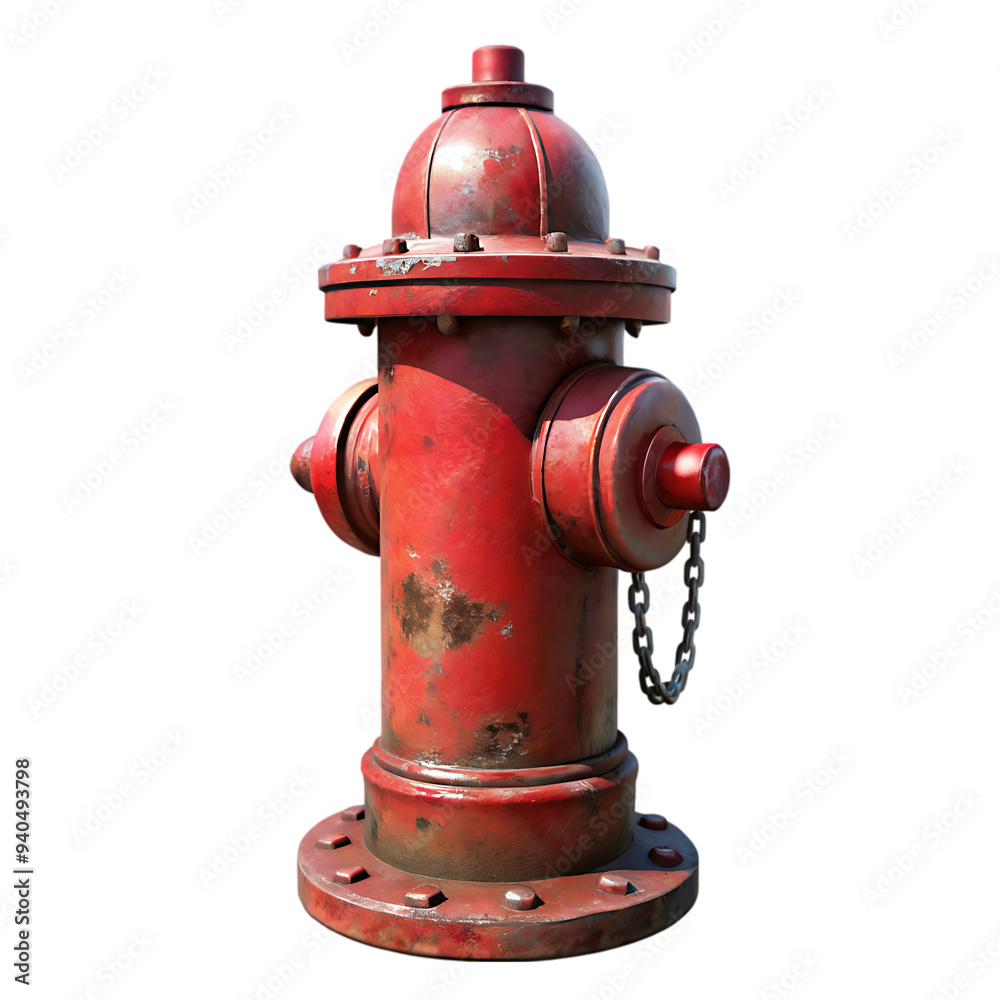 A vibrant red fire hydrant system isolated on transparent background A vibrant red fire hydrant system isolated on transparent background