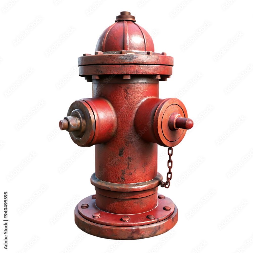 A vibrant red fire hydrant system isolated on transparent background A vibrant red fire hydrant system isolated on transparent background