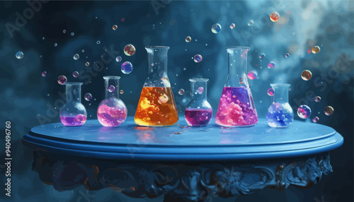 Chemistry Experiment with Colorful Bubbles