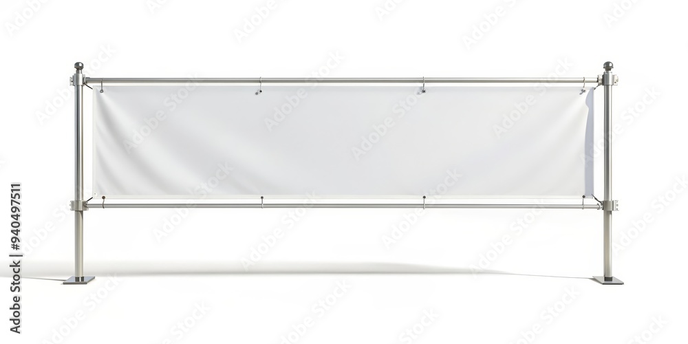 Blank Banner Mockup on Telescopic Poles, banner mockup, signage, advertising