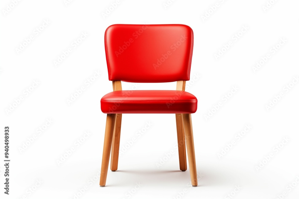 Fototapeta premium Red Wooden Chair isolated on white background. Generative ai
