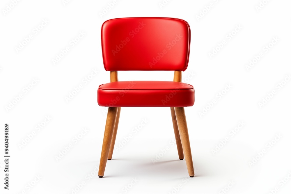 Red Wooden Chair isolated on white background. Generative ai Red Wooden Chair isolated on white background. Generative ai