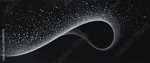 Curved line with dots, black background