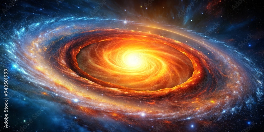 Cosmic Firestorm A Digital Painting of a Galactic Spiral with Blue and Orange Hues, space, galaxy, spiral Cosmic Firestorm A Digital Painting of a Galactic Spiral with Blue and Orange Hues, space, galaxy, spiral