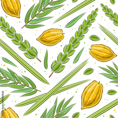 Vector seamless pattern for Jewish Sukkot