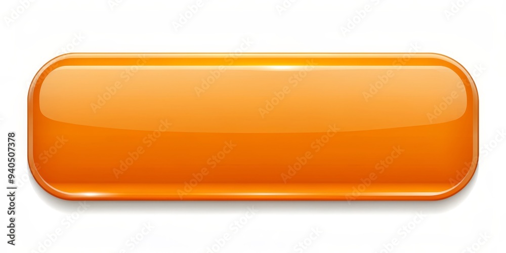 Glossy Orange Rectangular Button, button, interface, web design