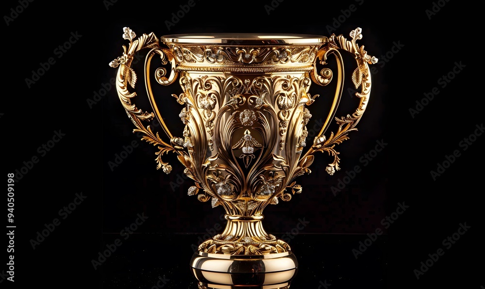 Trophy cup. Champion trophy, shiny golden cup. Trophy cup. Champion trophy, shiny golden cup.