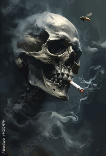 Skeletal Smoke: A Grim Portrayal of Addiction