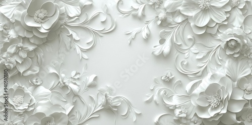 White 3D Floral Wall Decor with Intricate Details