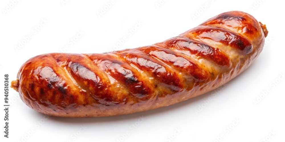 Grilled Sausage on a White Background, sausage, grill, food Grilled Sausage on a White Background, sausage, grill, food