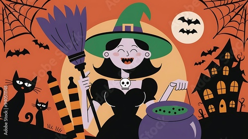 Orange halloween background with pumpkins